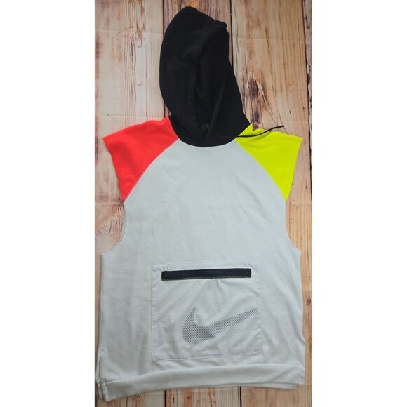 Nike Dri-Fit Sleeveless Hoodie Medium White Neon Accents - Picture 4 of 9